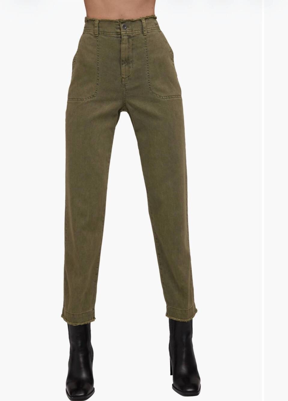 NEW BELLA DAHL women's dakota frayed ankle trouser in green